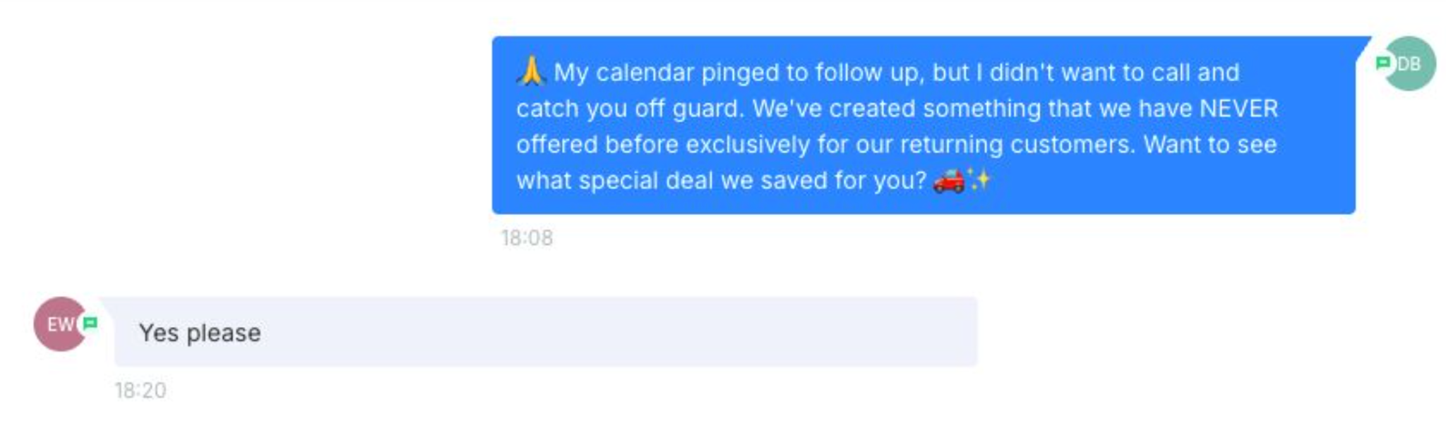 Lead responds to the VIP offer hook