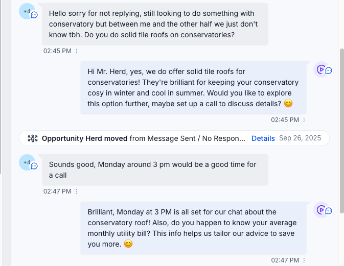 Bradley SMS thread part 2 — appointment booked