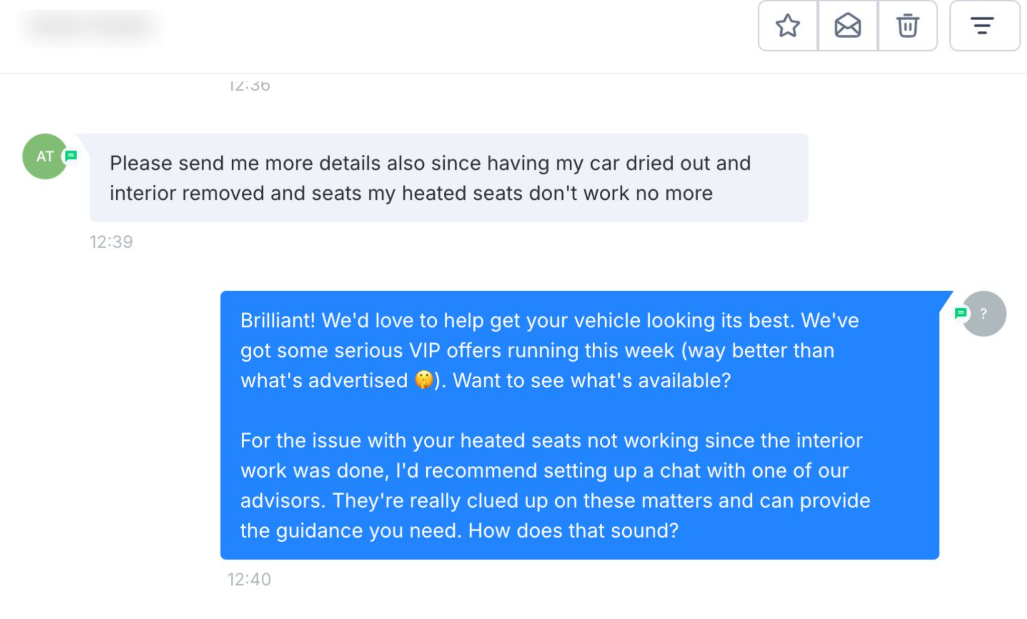 PulseBot addressing the heated seats pain point